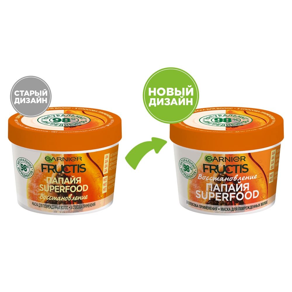 Маска для волос Garnier с папайей Восстановление SuperFood Fructis